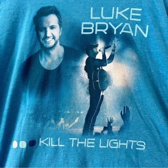 Blue Luke Bryan 2016 Kill The Lights Tour Short Sleeve Graphic Band Tee, Medium - Picture 3 of 4